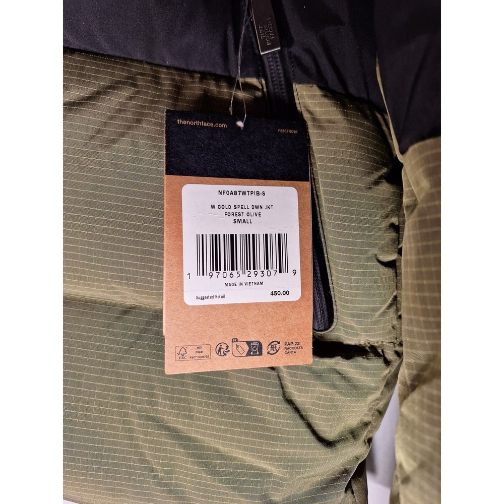 The North Face Cold Spell Down Jacket Forest Olive NF0A87WTPIB Women's SZ S NEW - Picture 4 of 8